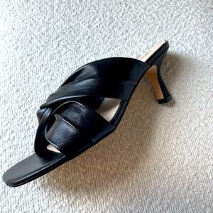Leather Knot Kitten Heel Sandals -Made in Spain NIB